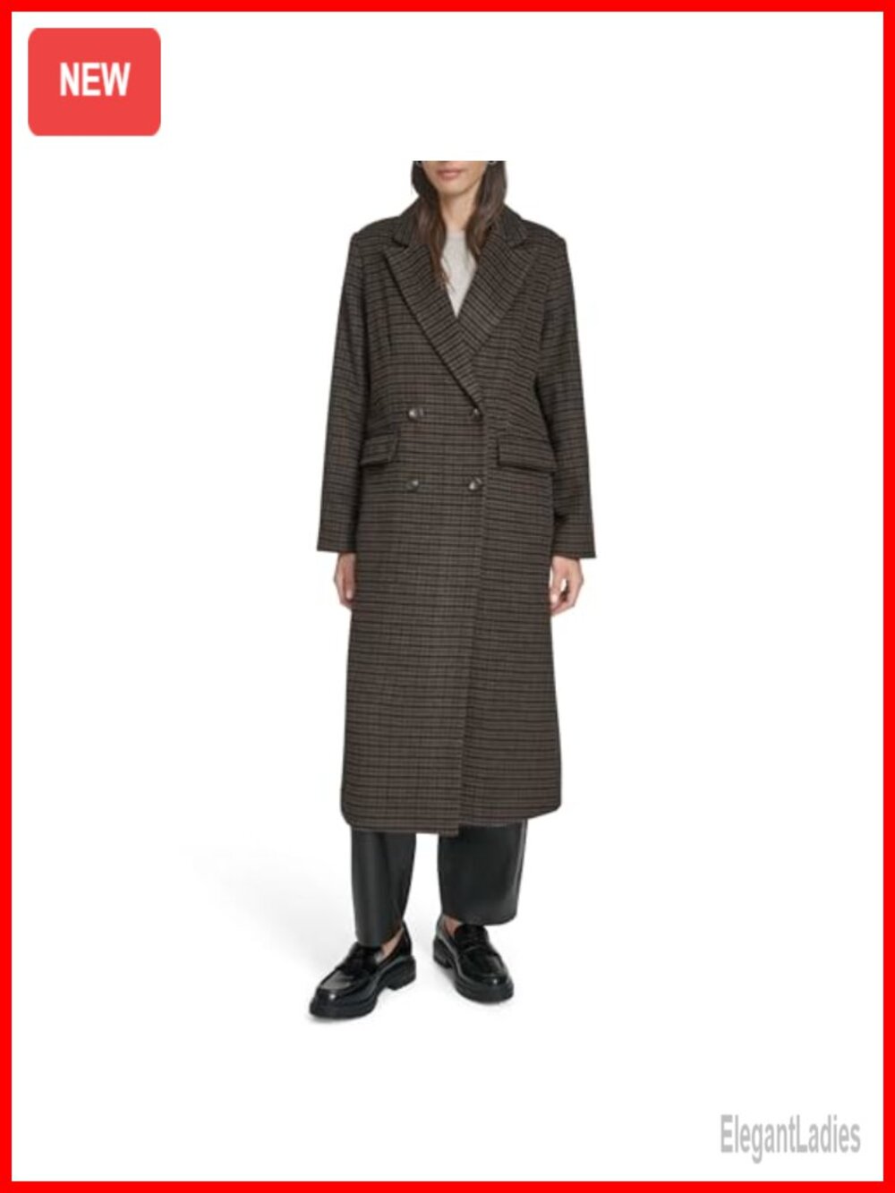 Wool Blend Maxi Length Double Breasted Coat